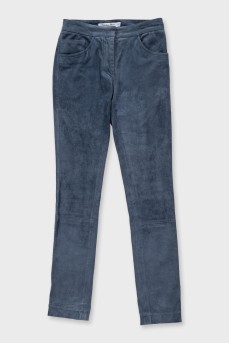 Mid-waist leather trousers