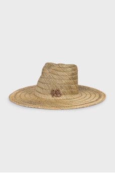 Straw hat with a brand logo