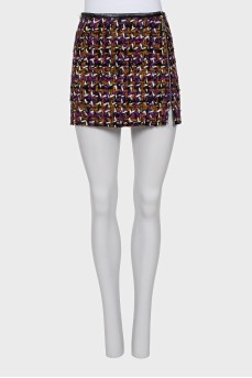 Combination knit mini skirt