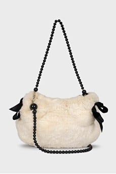 Fur bag with beaded handle