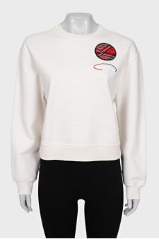 White sweatshirt with embroidery