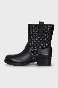Leather boots with straps and studs