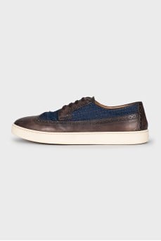 Men's brogues made of textile and leather