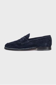 Men's dark blue suede loafers