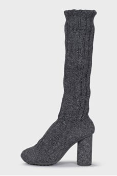 Textile boots with heels