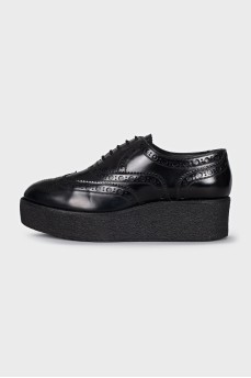 Leather platform shoes with perforations