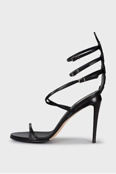 Black leather strappy sandals