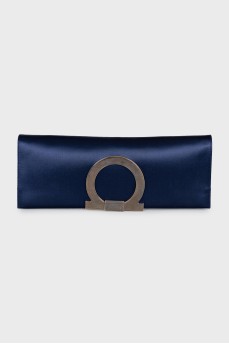 Blue textile clutch