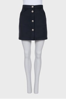 Black wool button-down skirt