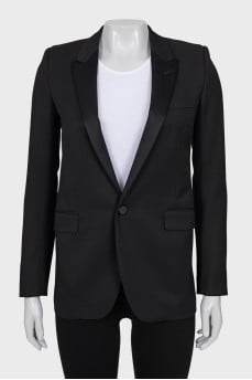 Straight-cut jacket with satin lapels