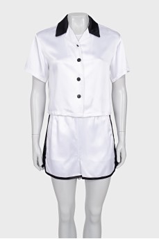 White suit with contrasting inserts