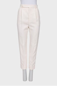Wool trousers with high waist cuffs