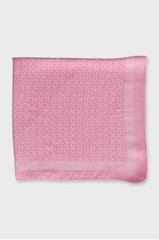 Pink silk scarf with signature print