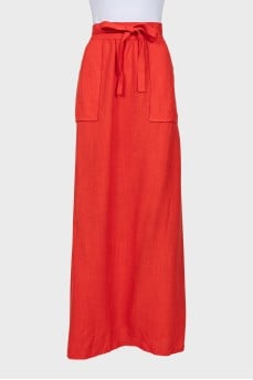 Wrap skirt with patch pockets