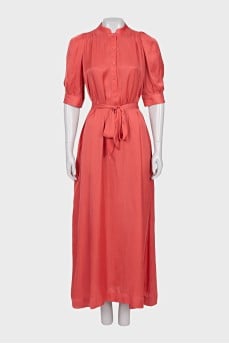 Pink maxi dress with belt