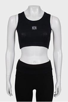 Black ribbed logo top