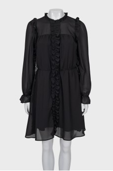 Fitted dress with ruffles and long sleeves