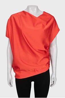 Red batwing blouse