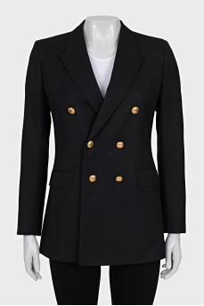 Double-breasted black wool jacket