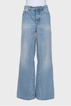 Wide leg jeans with buttons