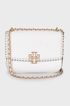 White bag with a gold logo