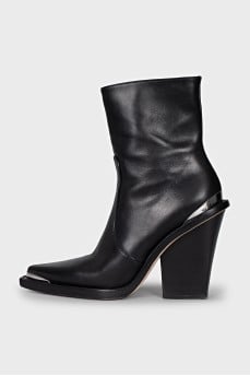 Leather Cossack boots with silver fittings