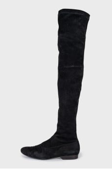 Suede ankle boots without a heel