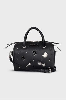Eco-leather bag with silver decor