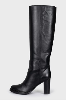 Black leather boots