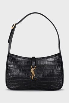 Black leather bag LE 5 À 7