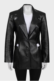 Eco-leather jacket with cutouts
