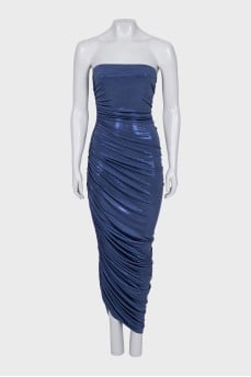 Blue dress decorated with drapery
