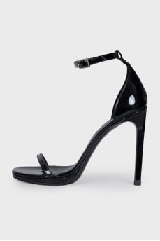 Patent leather heeled sandals