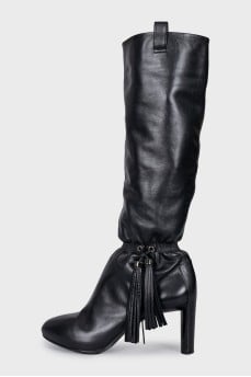 Leather tapered boots