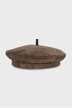 Corduroy beret with embroidered logo