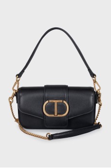 Leather bag with gold logo