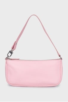 Pink leather shoulder bag
