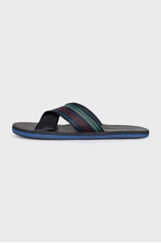 Men's black flip-flops