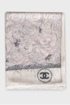 Cashmere scarf with logo print