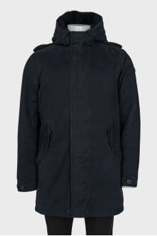 Men's parka with removable fur