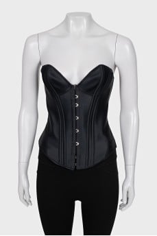 Black satin corset