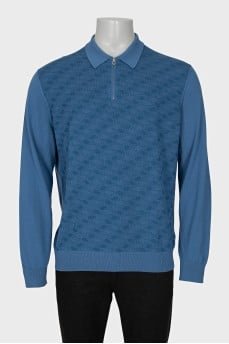 Men's blue pullover with geometric print