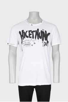 Men's white printed t-shirt