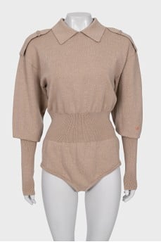 Wool polo bodysuit