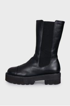 Black leather boots