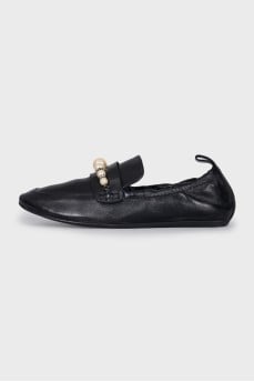 Black loafers with elastic band