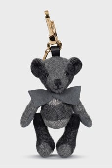 Gray teddy bear keychain