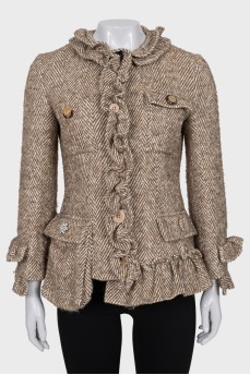 Cardigan with snap buttons and ruffles