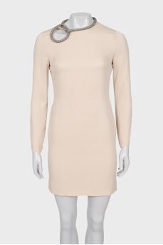 Beige dress with rhinestones