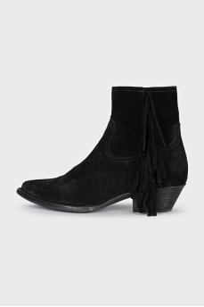 Suede Cossack boots with a mid-heel
